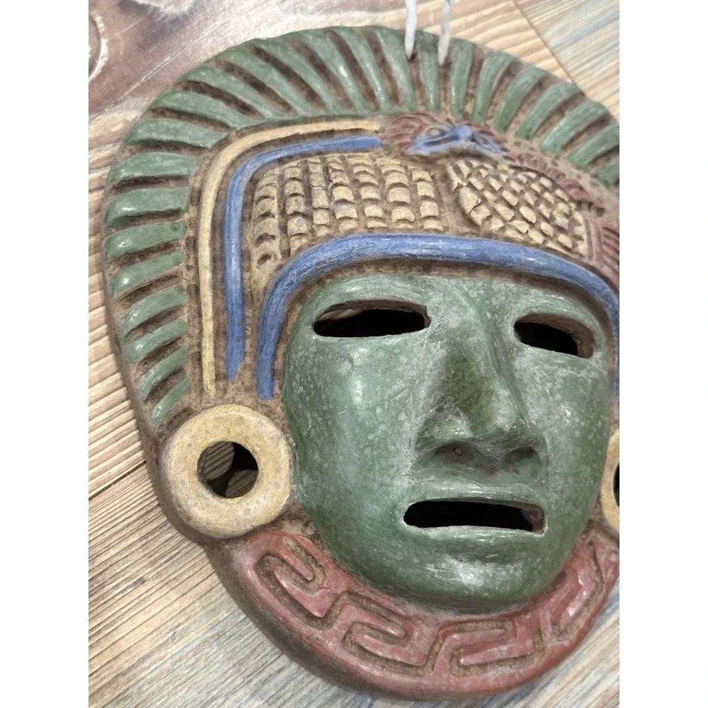 Aztec Maya Mexico Mythical Face Mask (Ceramic/Stone) Mask Wall Hanging 9x8